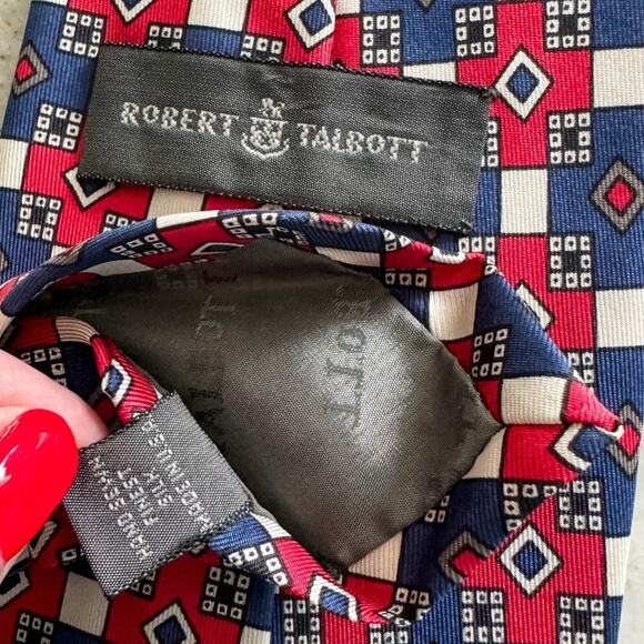 Robert Talbott vintage 100% silk hand sewn red white & blue neck tie 4” w - Picture 3 of 5